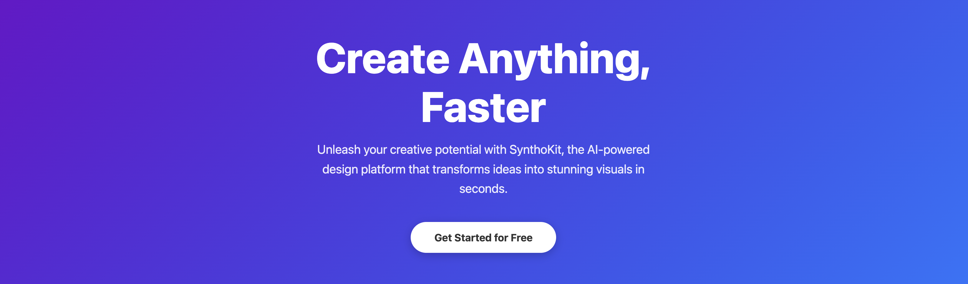 Screenshot of a hero section with a vibrant gradient background and a single call-to-action.