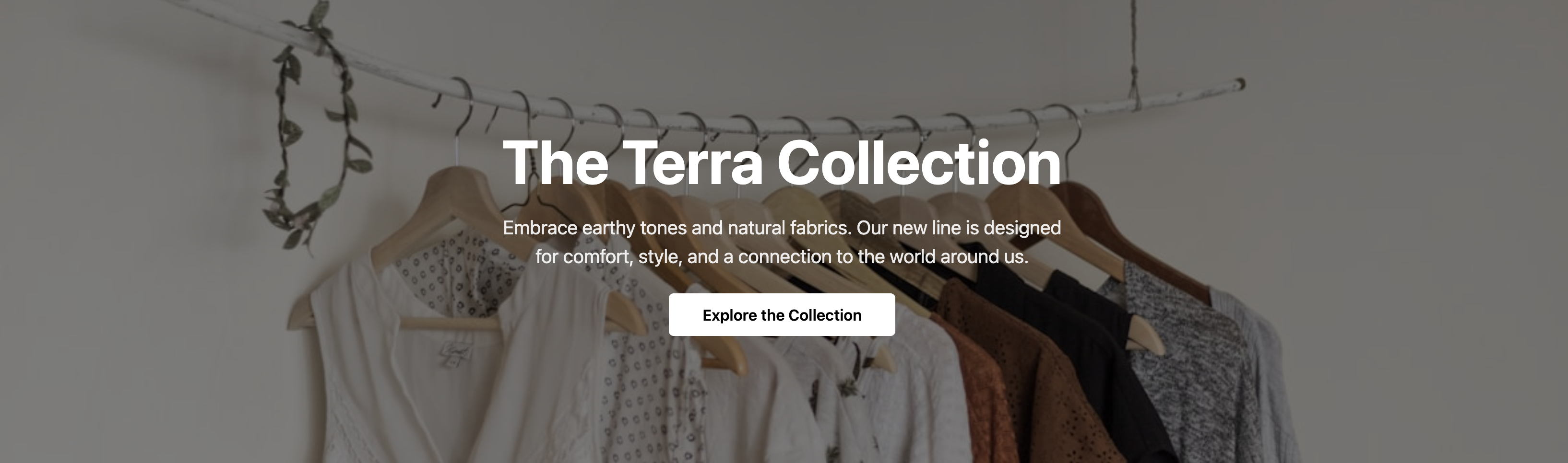 Screenshot of a hero section showcasing new arrivals or a new collection.
