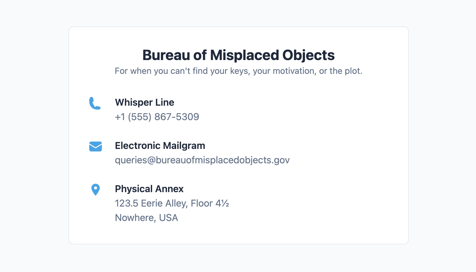 Screenshot of a contact details list with icons.