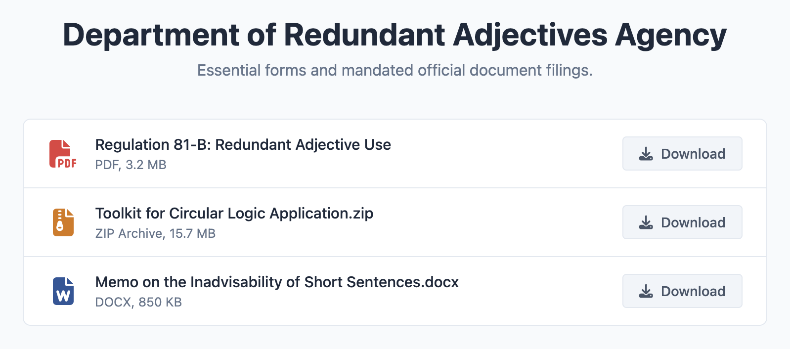 Screenshot of a file download list.