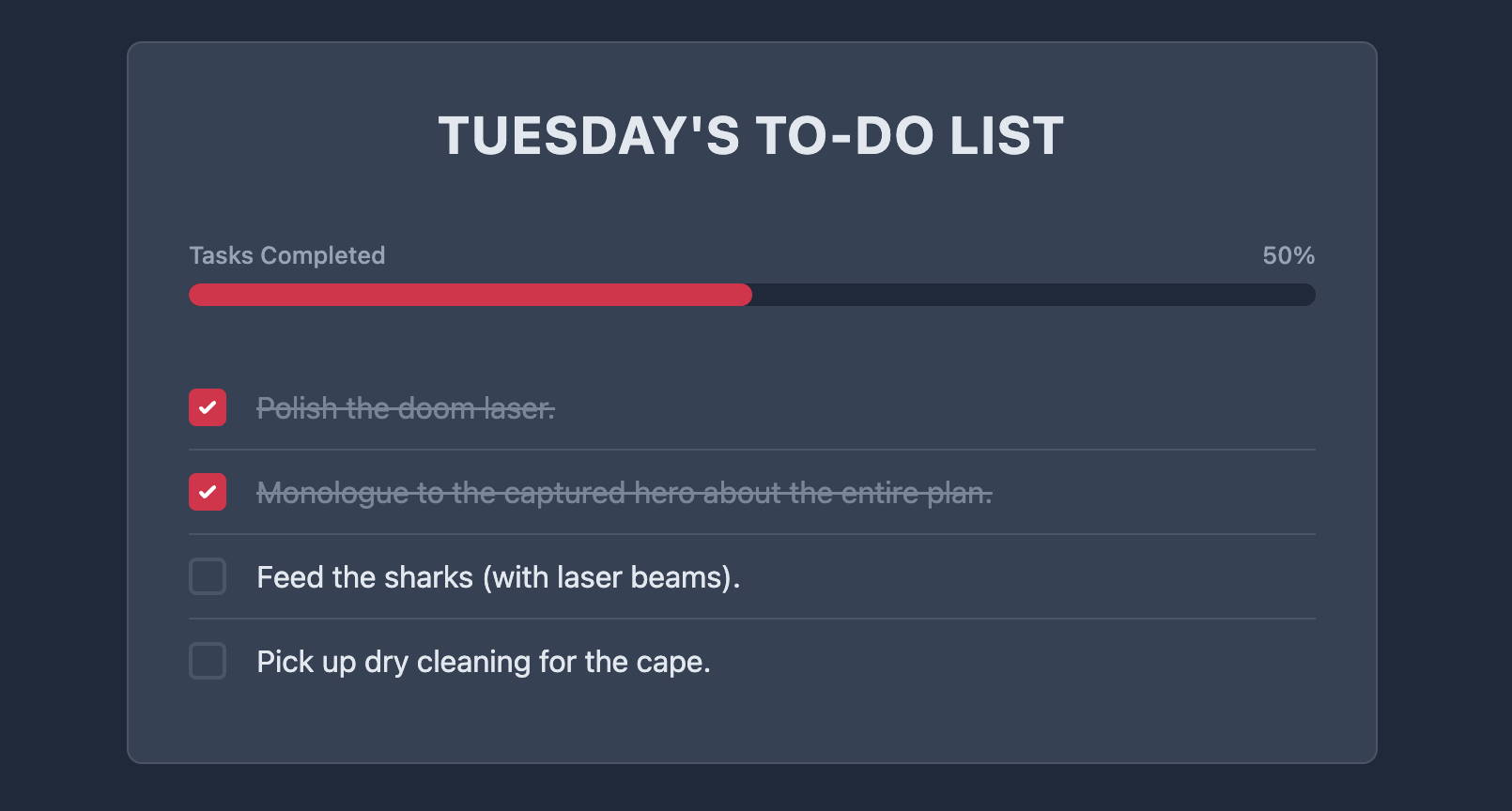 Screenshot of an interactive checklist where users can check items off.