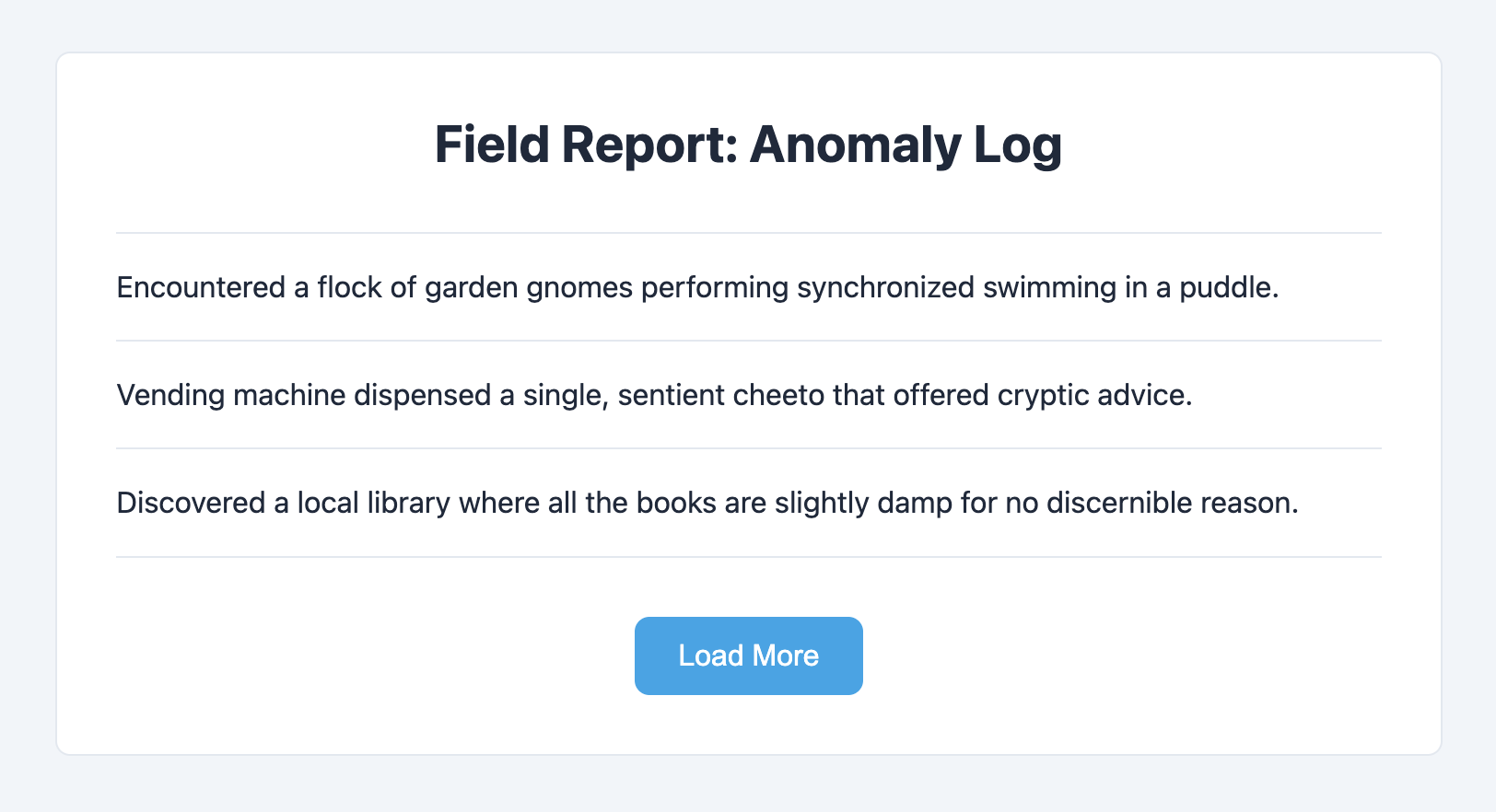 Screenshot of a list with a 'Load More' button at the bottom.