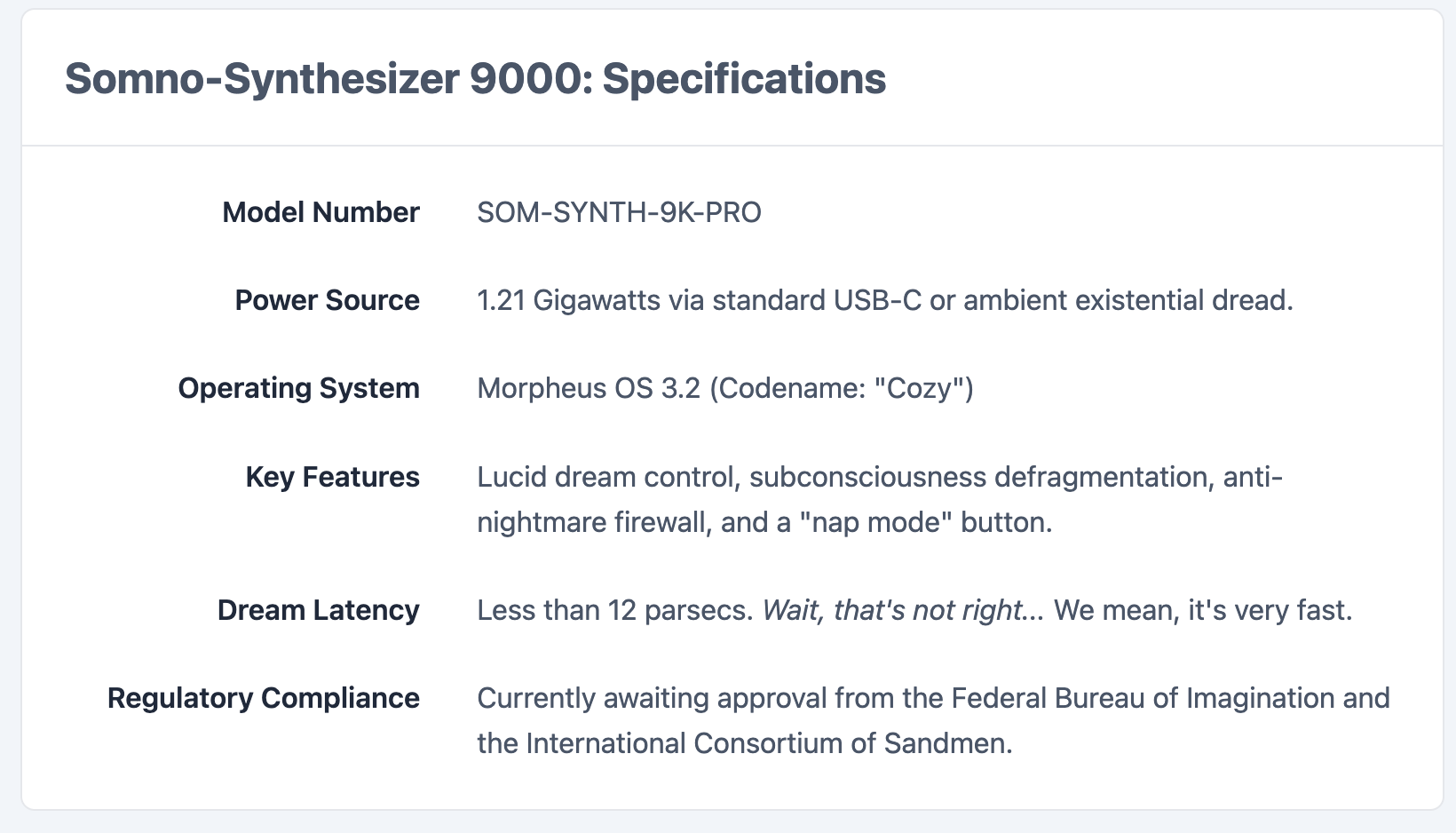 Screenshot of a nicely styled definition list.