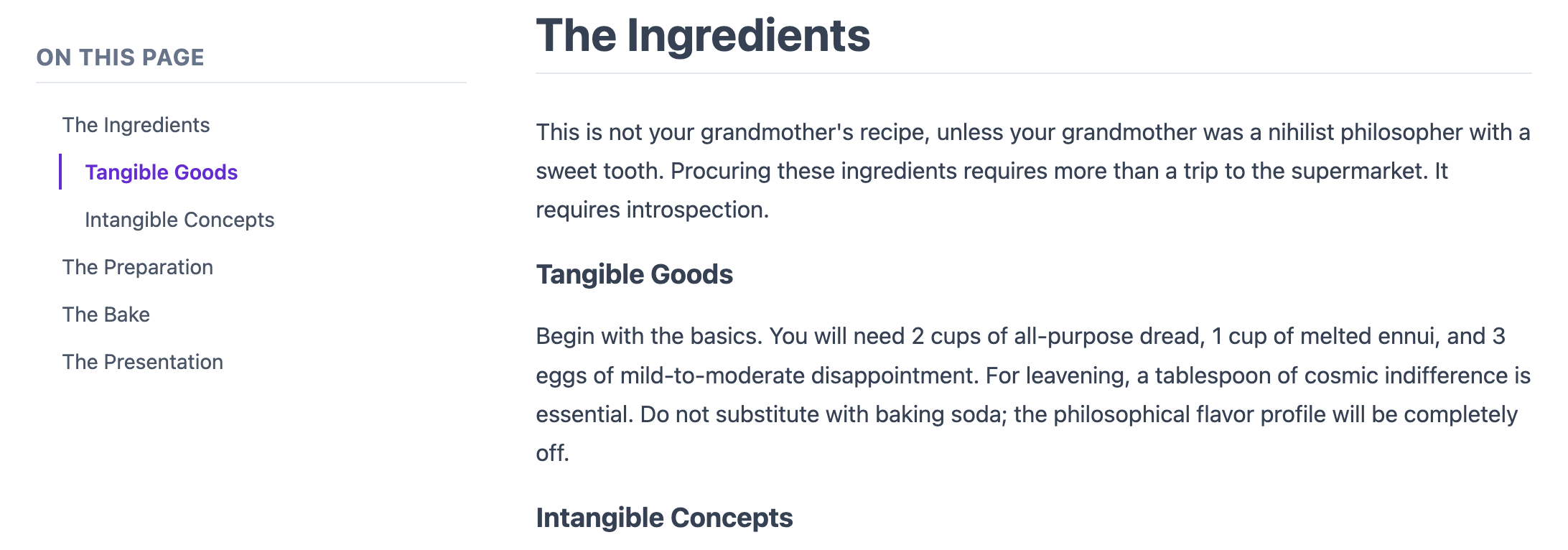 Screenshot of a nested table of contents for an article.