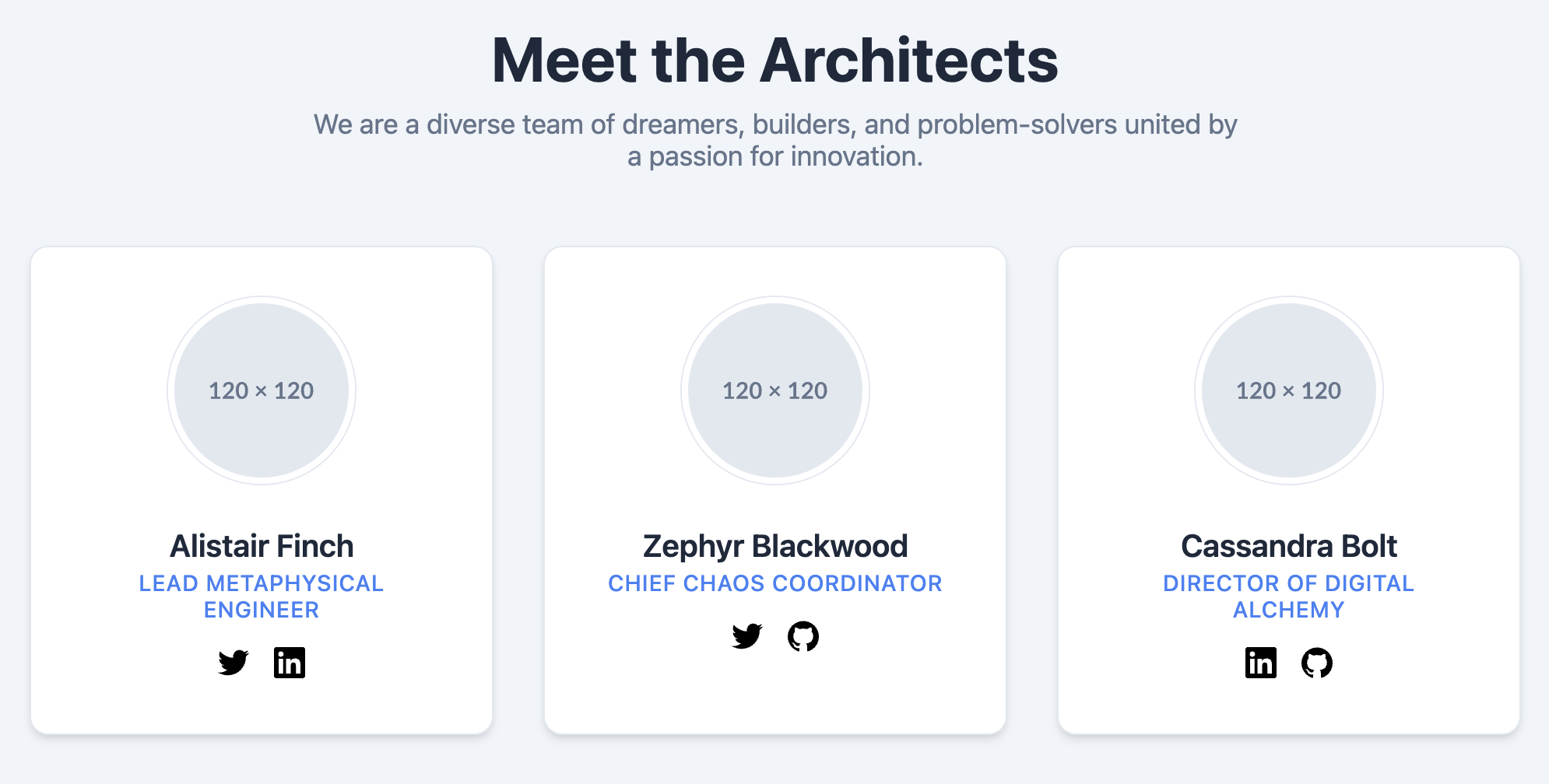 Screenshot of a team member list using cards.