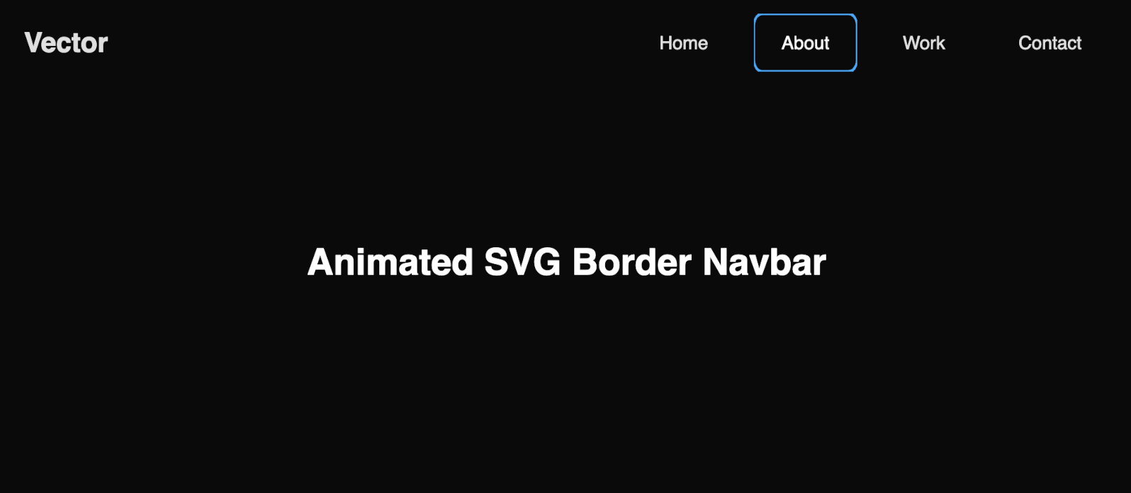 Screenshot of animated svg border navbar template