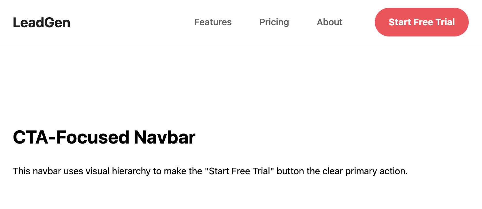 Screenshot of cta-focused navbar template