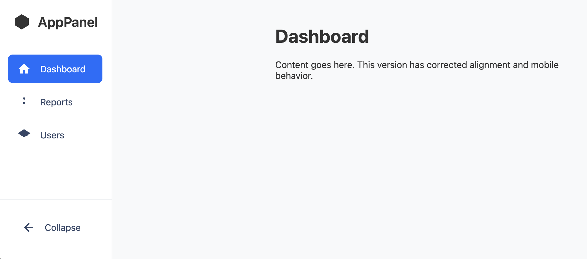 Screenshot of collapsible vertical sidebar navbar template