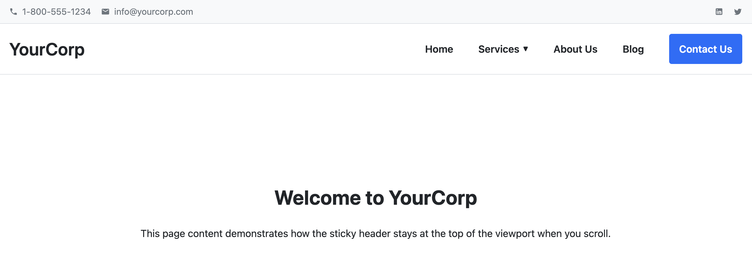 Screenshot of corporate & professional navbar template