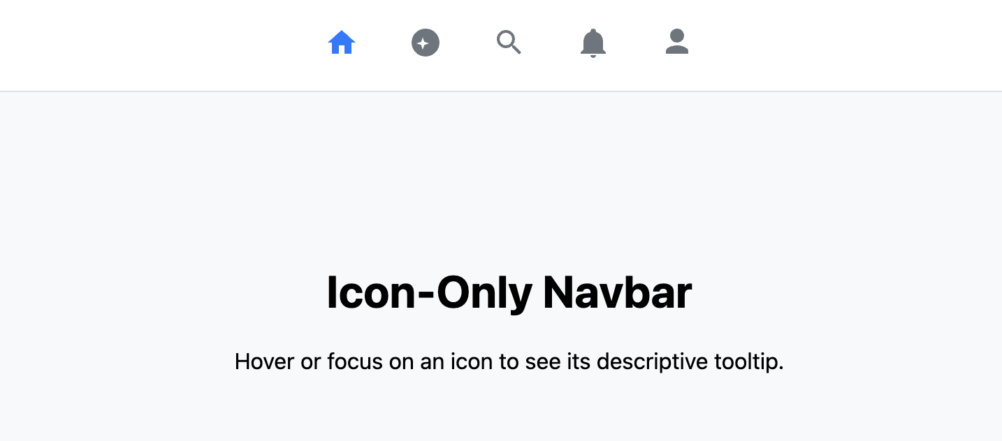Screenshot of icon-only navbar template
