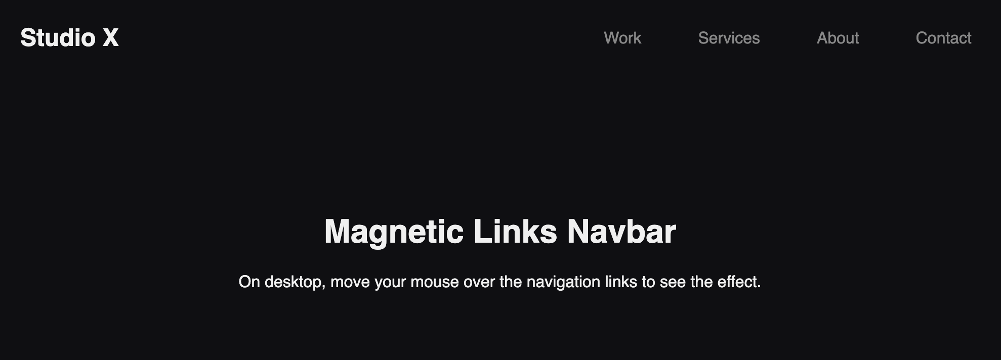 Screenshot of magnetic links navbar template