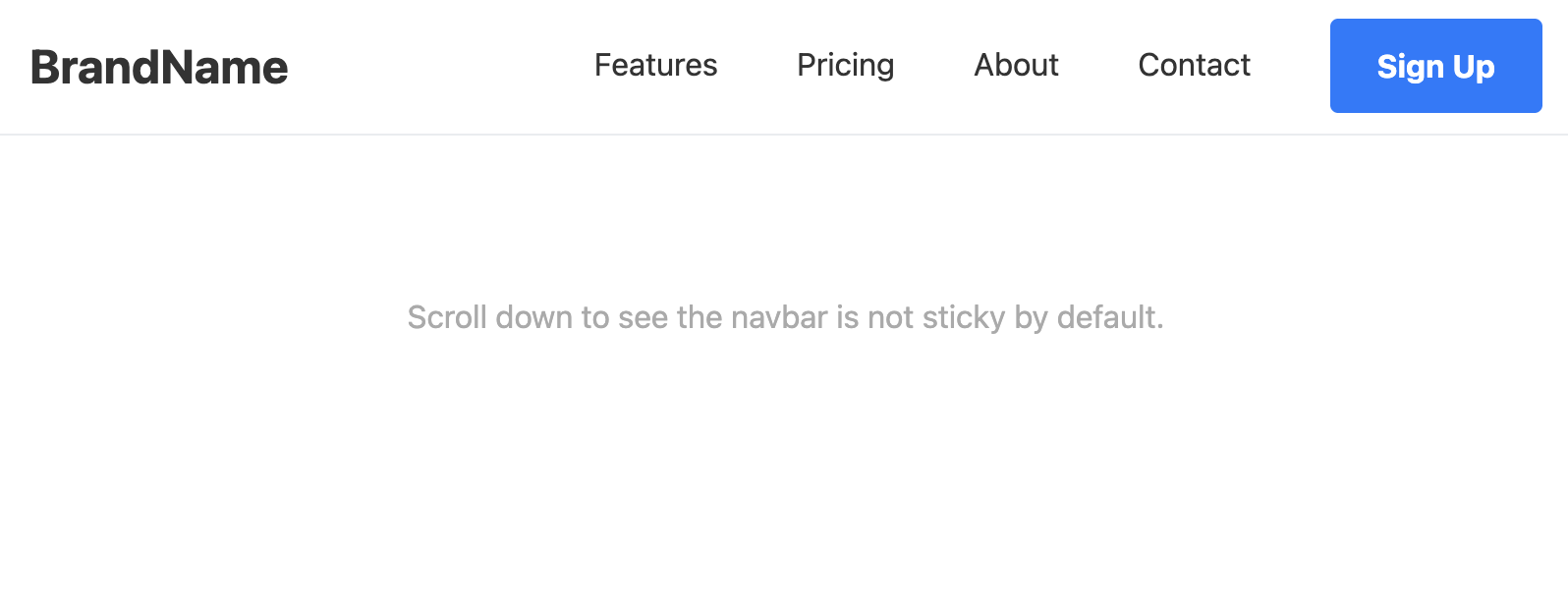 Screenshot of minimalist navbar template