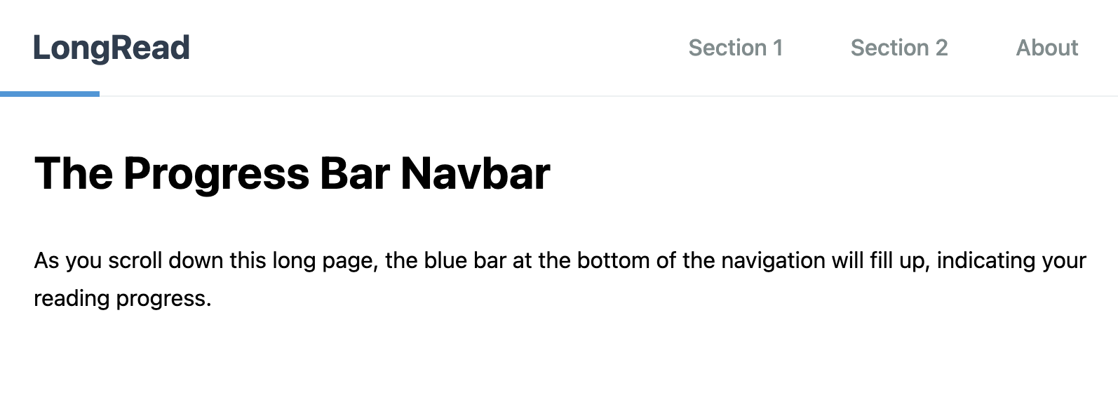 Screenshot of progress bar navbar template