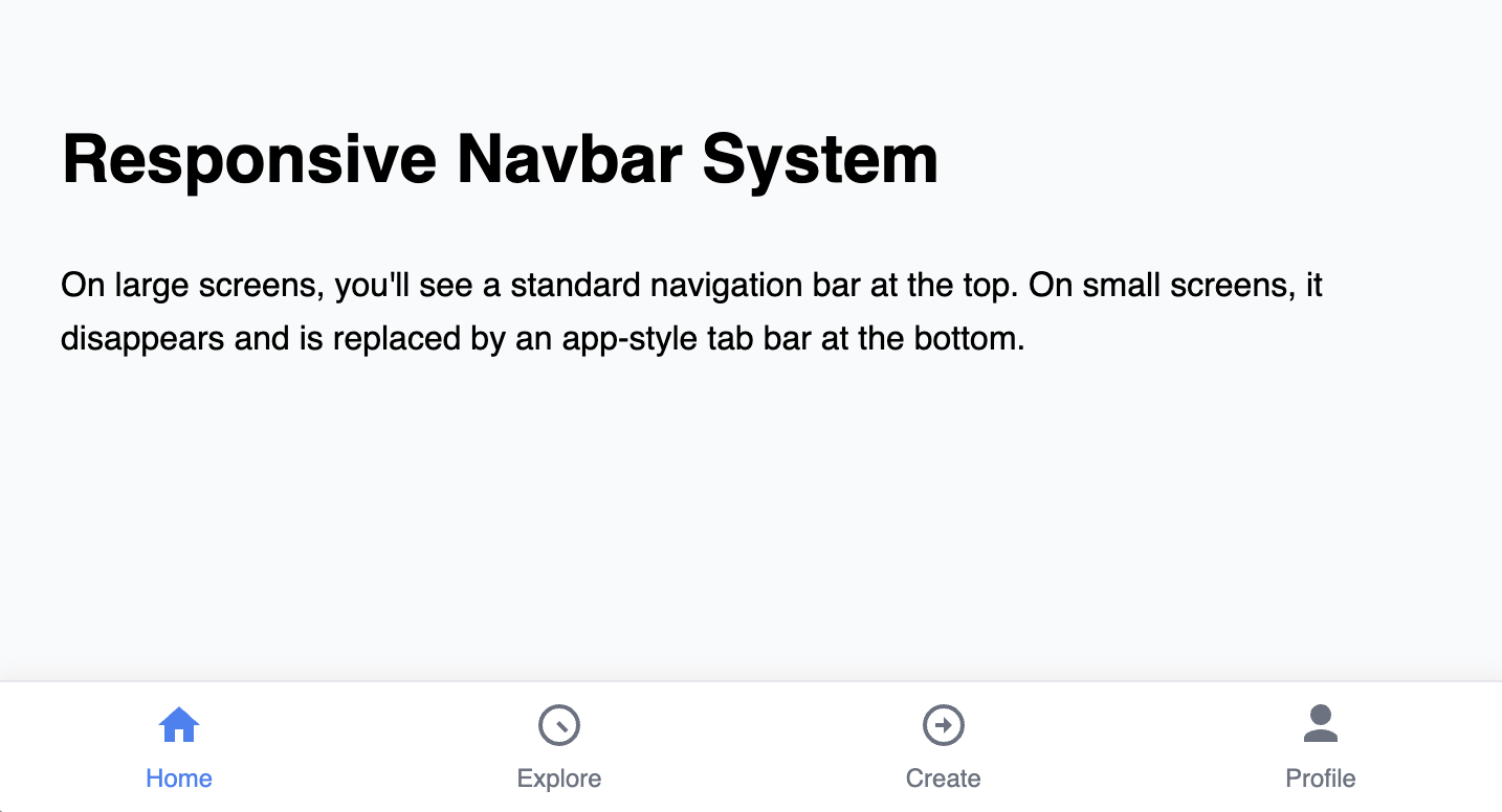 Screenshot of bottom tab bar (mobile only) template