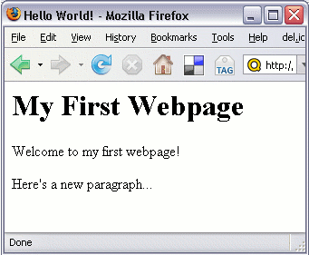 Screenshot of example web page