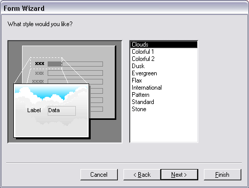 MS Access 2003: Create a form - step 5