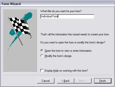 MS Access 2003: Create a form - step 6