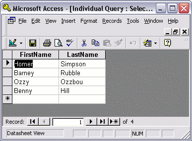 MS Access 2003: Creating a query - final result