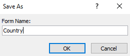 Screenshot of naming the form