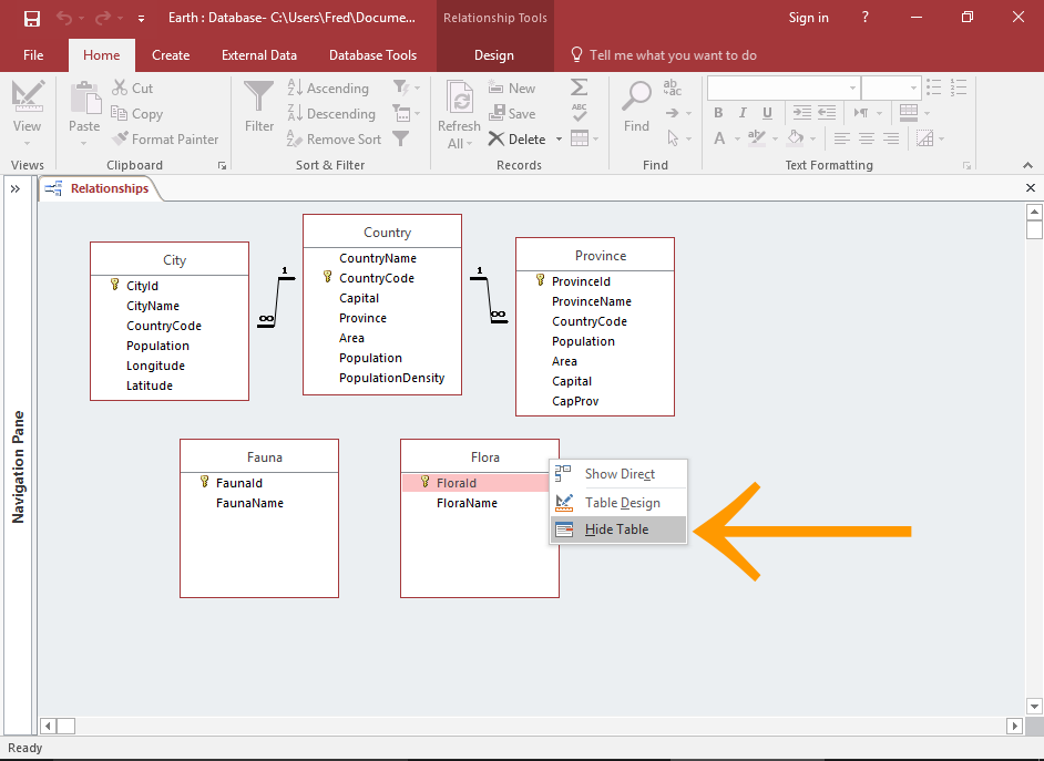 Screenshot of the database diagram.