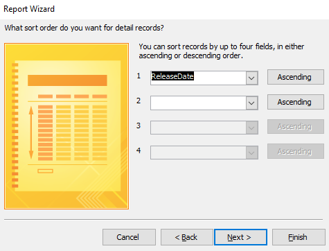 Screenshot of the Report Wizard