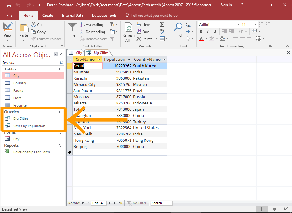 Screenshot of saving the query.