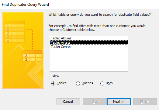 Screenshot of the Query Wizard.