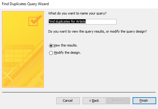 Screenshot of the Query Wizard.