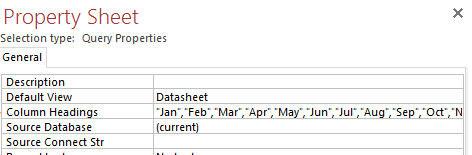 Screenshot of the Column Headers properties.