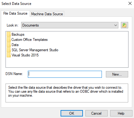 Screenshot of the Select Data Source prompt
