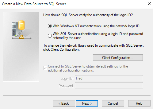 Screenshot of choosing an authentication method