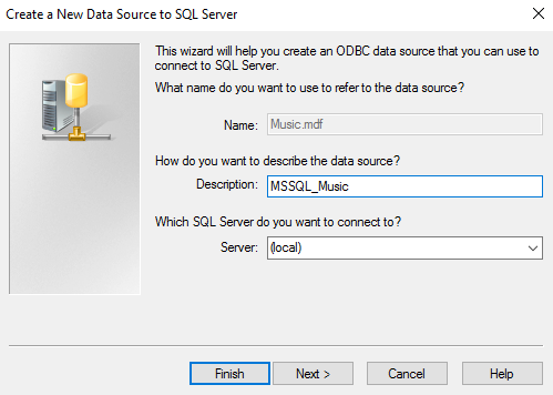 Screenshot of creating a new data source