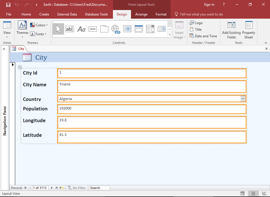 Screenshot of all controls selected