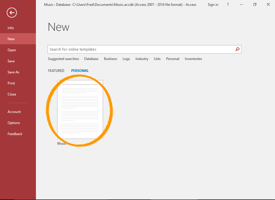 Screenshot of the template