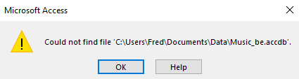 Screenshot of the linked table warning message