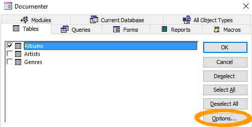 Screenshot of customizing the report.