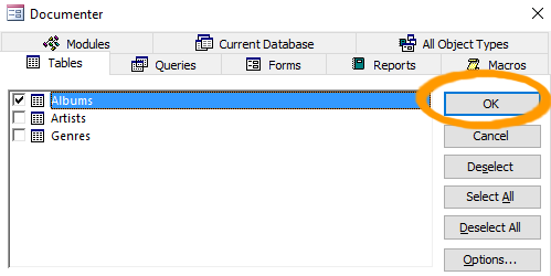 Screenshot of customizing the report.