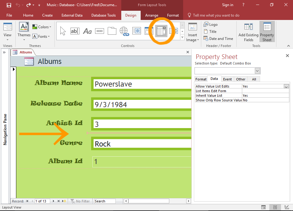 Access 16 Add A Combo Box To A Form