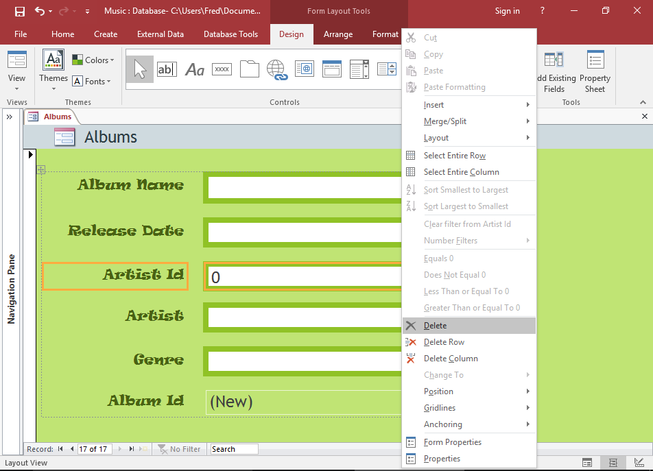 Screenshot of the Combo Box Wizard.