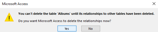 Screenshot of deleting all database objects from the database.
