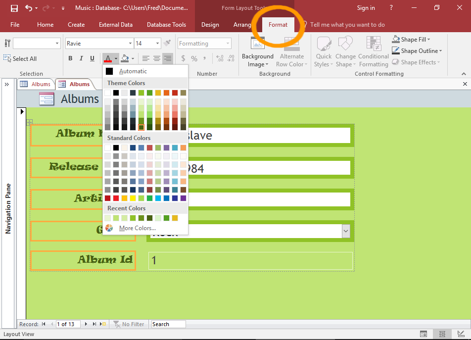 Screenshot of the Form.