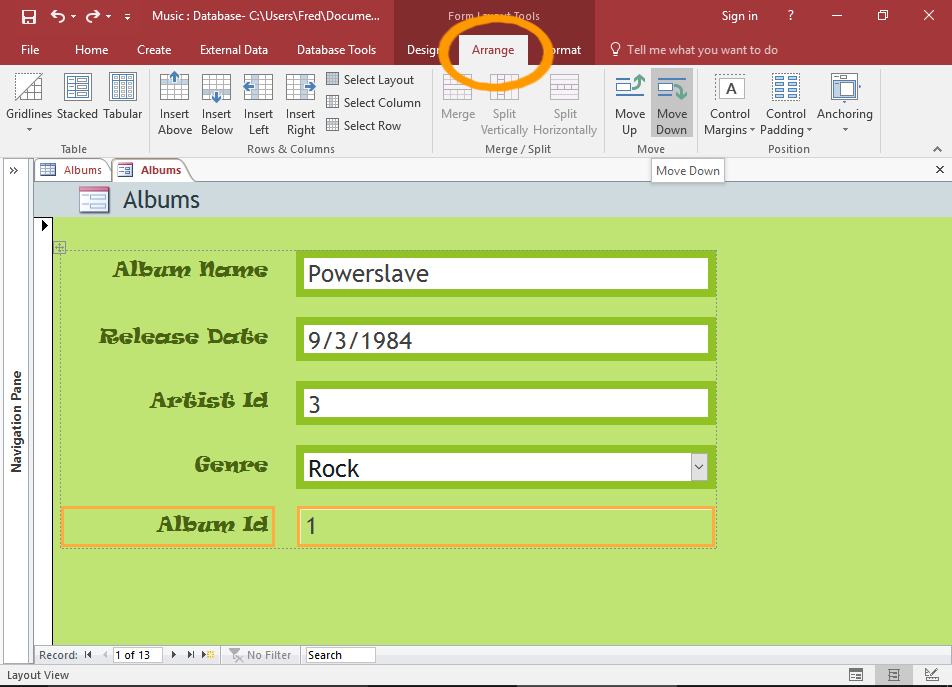 Access 2016: Create A Form