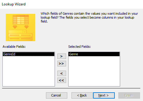 Screenshot of the Lookup Wizard