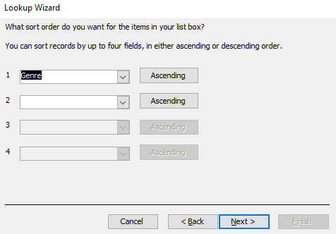 Screenshot of the Lookup Wizard