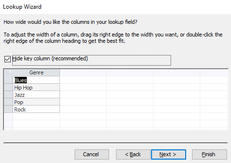 Screenshot of the Lookup Wizard