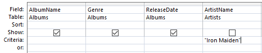 Screenshot of the Query Designer