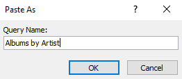 Screenshot of naming the Query