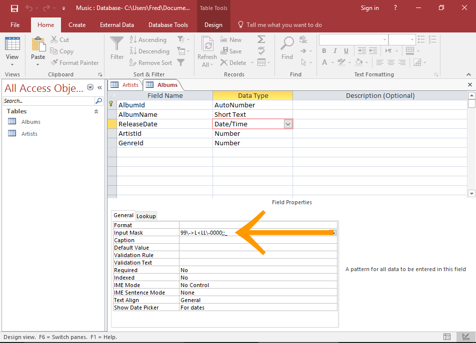 Screenshot of the dialog to close the Input Mask Wizard