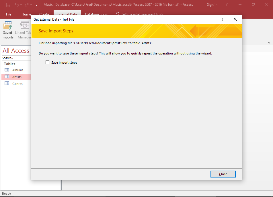 Screenshot of confirmation