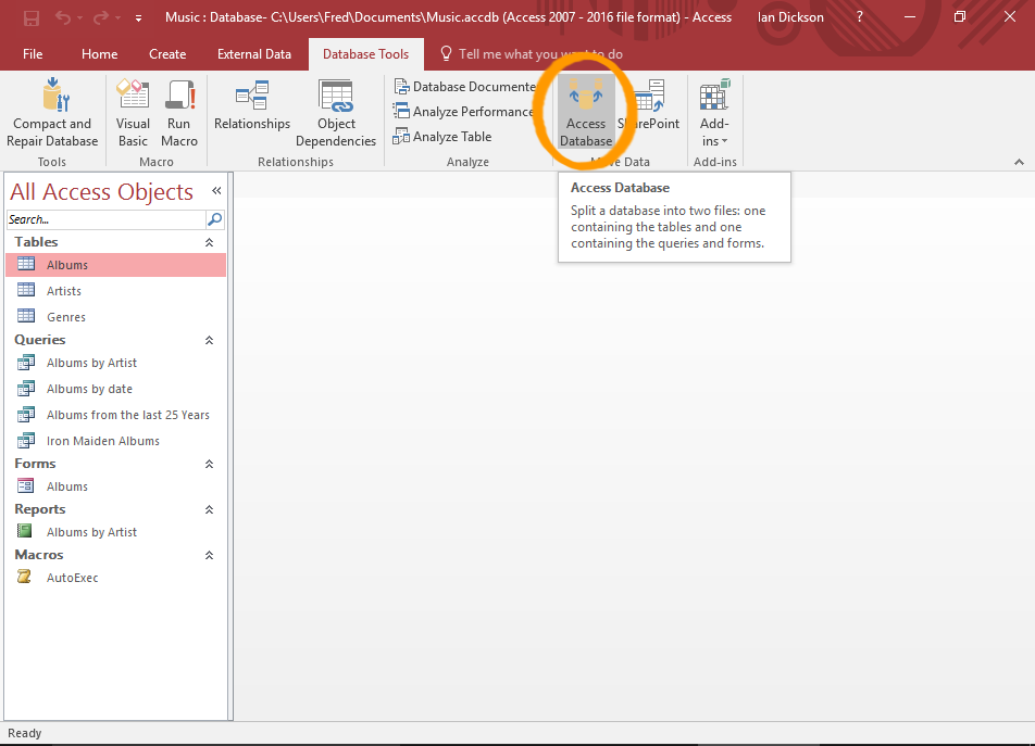 Screenshot of Access.